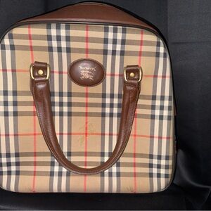 Burberry Men's Tan and Brown Check Laptop Bag